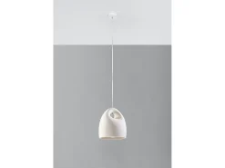 Lampadario Cupola Ceramica Bianca E27 Lámpara colgante de cerámica tipo domo Blanco E27
