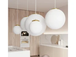 Lampadario Globe Bianco, Oro E27 Lámpara colgante Globe Blanco, Dorado E27