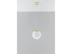 Lampadario Globe Bianco, Oro E27 Lámpara colgante Globe Blanco, Dorado E27