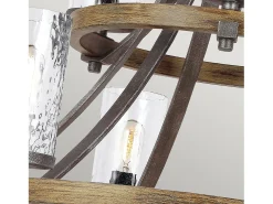 Lampadario Industrial Angelo Acciaio Anticato Metallo Vetro Grigio 9 Luci E27