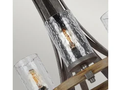 Lampadario Industrial Angelo Acciaio Anticato Metallo Vetro Grigio 9 Luci E27