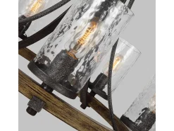 Lampadario Industrial Angelo Acciaio Anticato Metallo Vetro Grigio 5 Luci E27