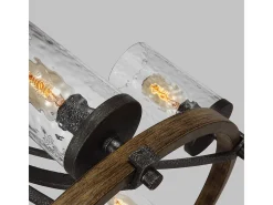 Lampadario Industrial Angelo Acciaio Anticato Metallo Vetro Grigio 6 Luci E27