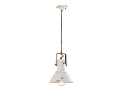Lampadario Industrial Ferro E Ceramica Vintage Bianco 1 Luce E27 23Cm