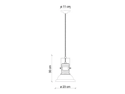 Lampadario Industrial Ferro E Ceramica Vintage Arancio 1 Luce E27 23Cm