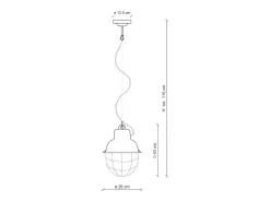 Lampadario Industrial Ferro E Ceramica Con Rete Vintage Verde 1 Luce E27 26Cm