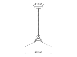Lampadario Industrial Minimal B&W Metallo Smaltato Nero 1 Luce E27 31Cm