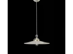 Lampadario Industrial Minimal B&W Metallo Smaltato Bianco 1 Luce E27 42Cm