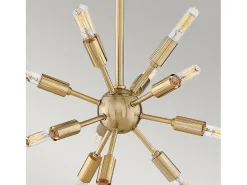 Lampadario Industrial Nordico Aros Acciaio Nero Ottone 12 Luci E14