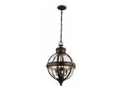 Lampadario Industrial Nordico Adams Acciaio Bronzo Inglese Vetro 3 Luci E14