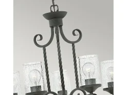 Lampadario Industrial Nordico Casa Alluminio Nero Antico Vetro 5 Luci E27