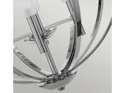Lampadario Industrial Nordico Mondo Acciaio Cromo Lucido Vetro 8 Luci G9 3 Led
