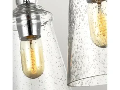 Lampadario Industrial Nordico Loras Acciaio Vetro 3 Luci E27