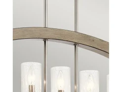 Lampadario Industrial Nordico Grand Bank Acciaio Grigio Antico Vetro 5 Luci E14