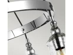 Lampadario Industrial Nordico Loras Acciaio Vetro 5 Luci E27