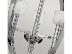 Lampadario Industrial Nordico Mondo Acciaio Cromo Lucido Vetro 3 Luci G9 3 Led