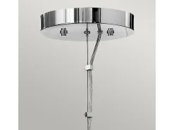 Lampadario Industrial Nordico Mondo Acciaio Cromo Lucido Vetro 3 Luci G9 3 Led