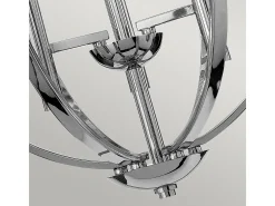 Lampadario Industrial Nordico Mondo Acciaio Cromo Lucido Vetro 3 Luci G9 3 Led