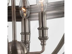 Lampadario Industrial Nordico Adams Acciaio Nichel Antico Vetro 4 Luci E14