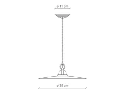 Lampadario Industrial Potenza Ferro E Ceramica Nero Diam. 35Cm 1 Luce E27