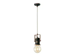 Lampadario Industrial Urban Ferro E Ceramica Vintage Nero 1 Luce E27 19Cm