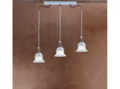 Lampadario Lin. Classico Ferrara Metallo E Ceramica Nero Sfumato Rame 3 Luci E14