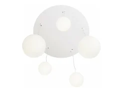 Lampadario Minimal Basic Form In Metallo Bianco 5 Luci Con Diffusori In Vetro
