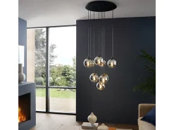 Lampadario Moderno Ariscani 10 Luci Acciaio Nero