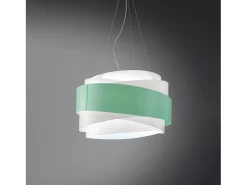 Lampadario Moderno Bea Polilux ® Verde Pastello E Metallo Cromo 5 Luci E27 D80Cm