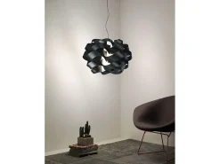 Lampadario Moderno Cloud Polilux ® Nero E Metallo Cromo 2 Luci E27