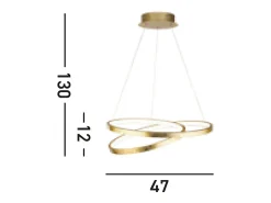 Lampadario Moderno Galleggiante Acciaio Oro Policarbonato Bianco Led 42,4W 3000K