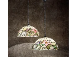 Lampadario Tiffany Vetro Multicolor Scuro 3 Luci E27