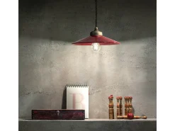 Lampadario Vintage Colors Ferro E Ceramica Bordeaux 1 Luce E27 30Cm