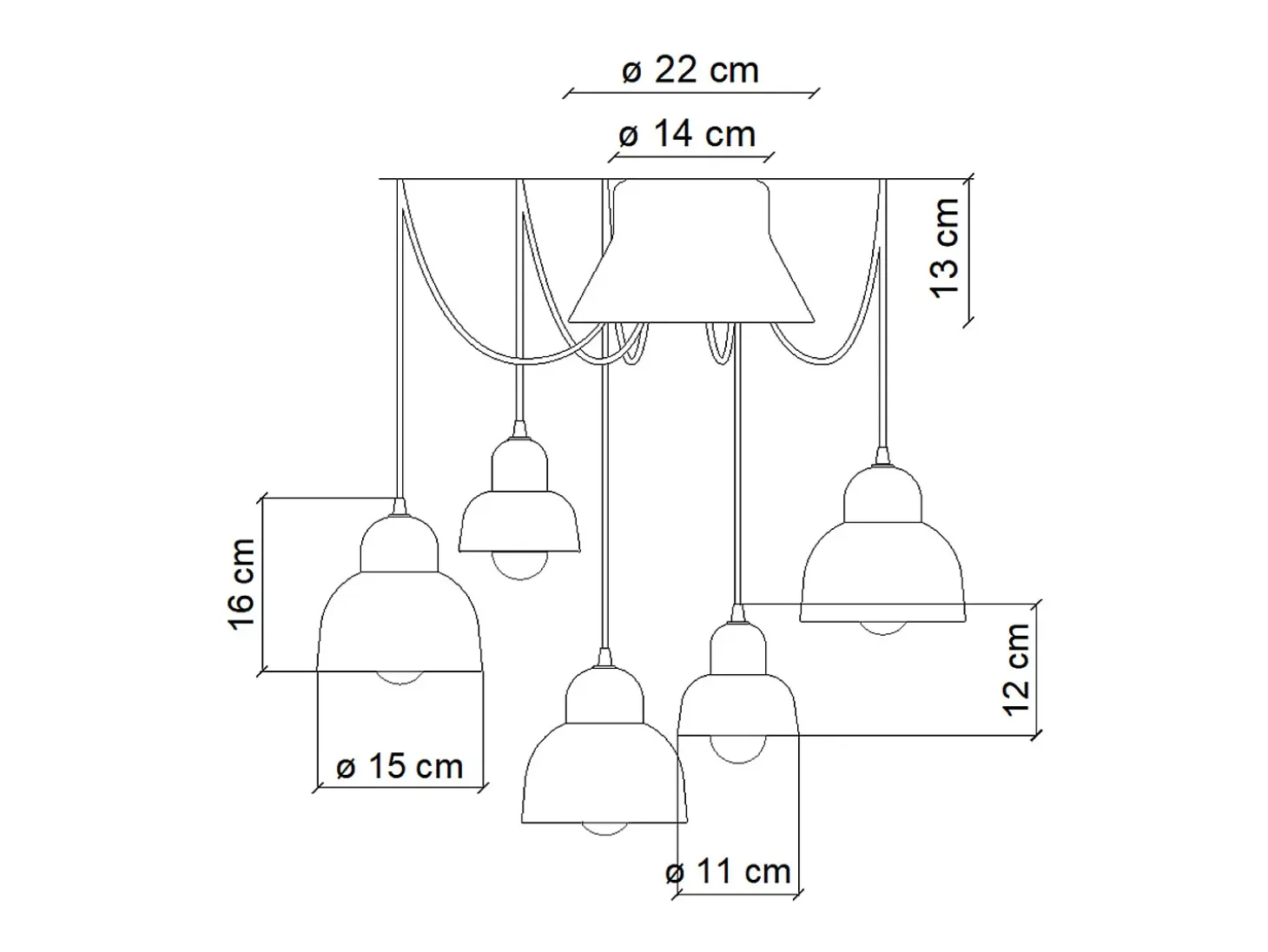 Lampadario Vintage Decò Berimbau Mix Ceramica 3 Luci E27