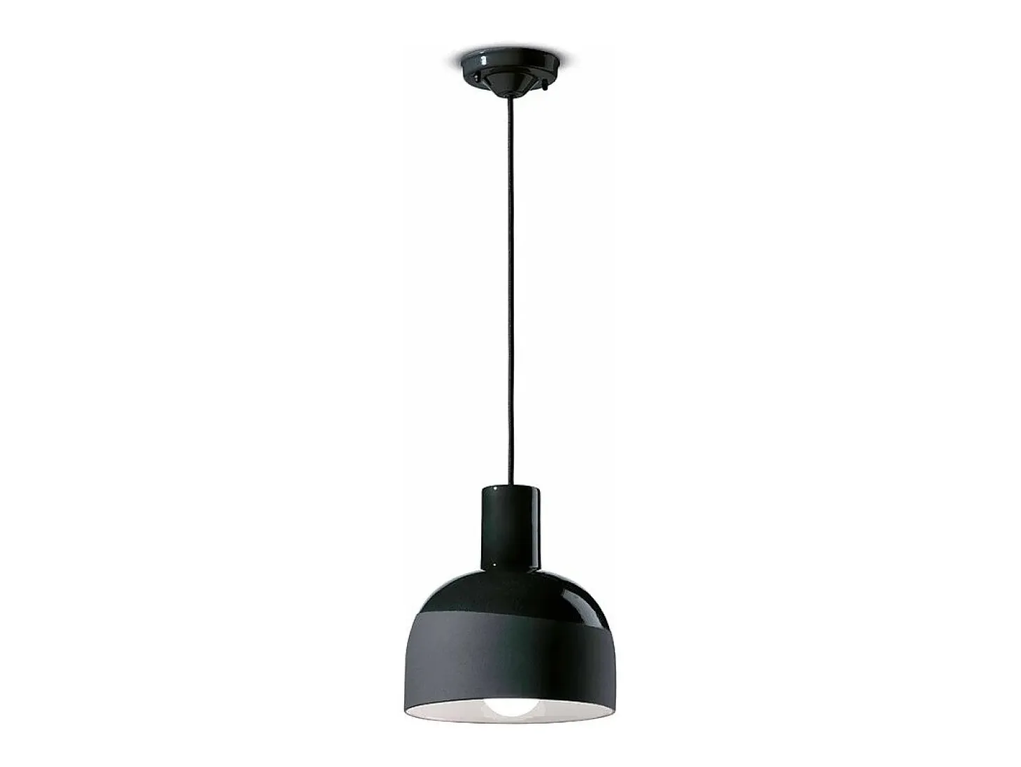 Lampadario Vintage Decò Caxixi Ceramica Nero Carbone 1 Luce E27