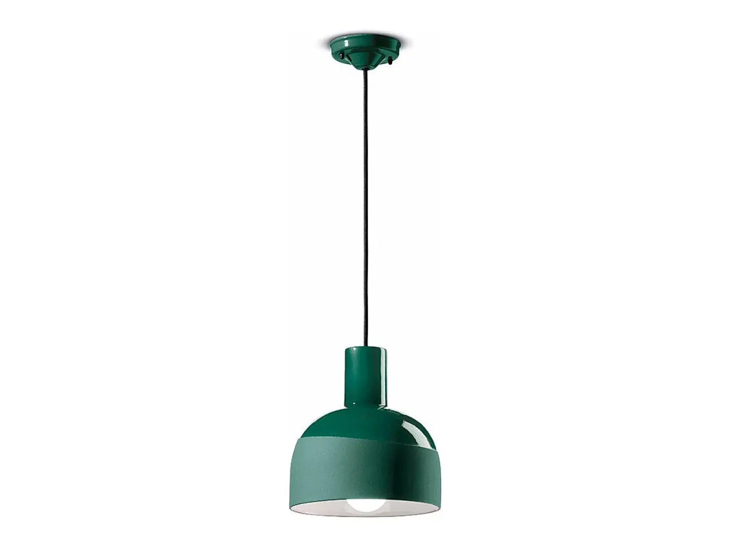 Lampadario Vintage Decò Caxixi Ceramica Verde Bottiglia 1 Luce E27