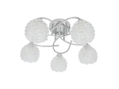 Lampara Bagan 5 Luces Con Tulipa De Cristal Cromo 23x49x49