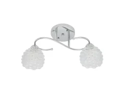 Lampara Bagan Cromo Dos Luces Con Tulipas De Cristal
