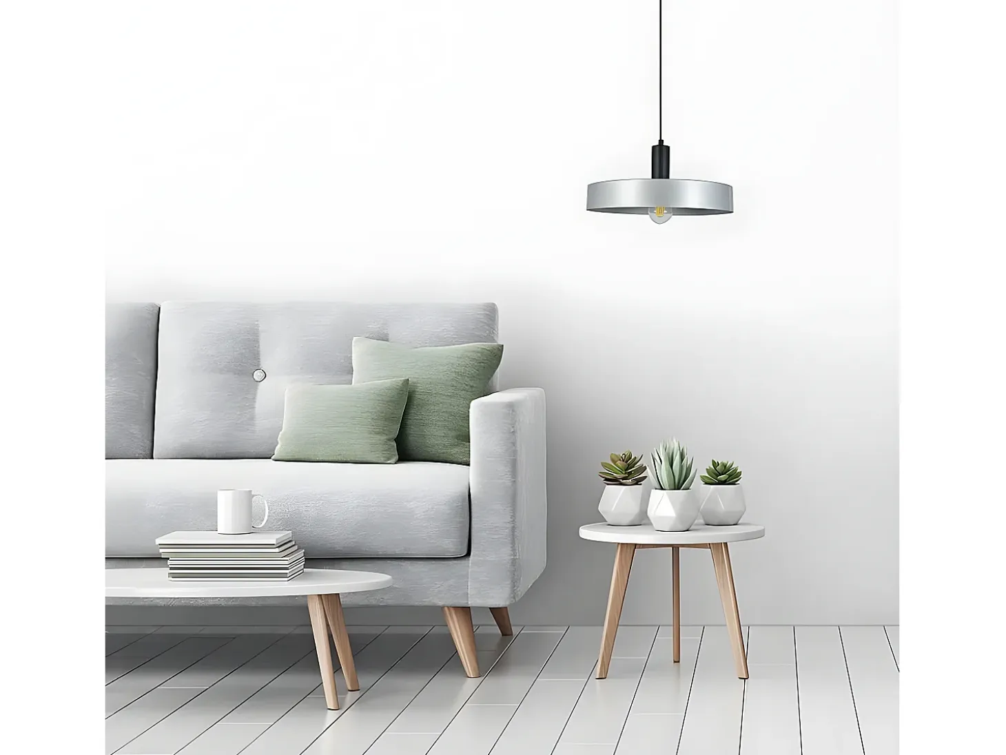 Lampara Circular Allende Plata De 3 Colgantes