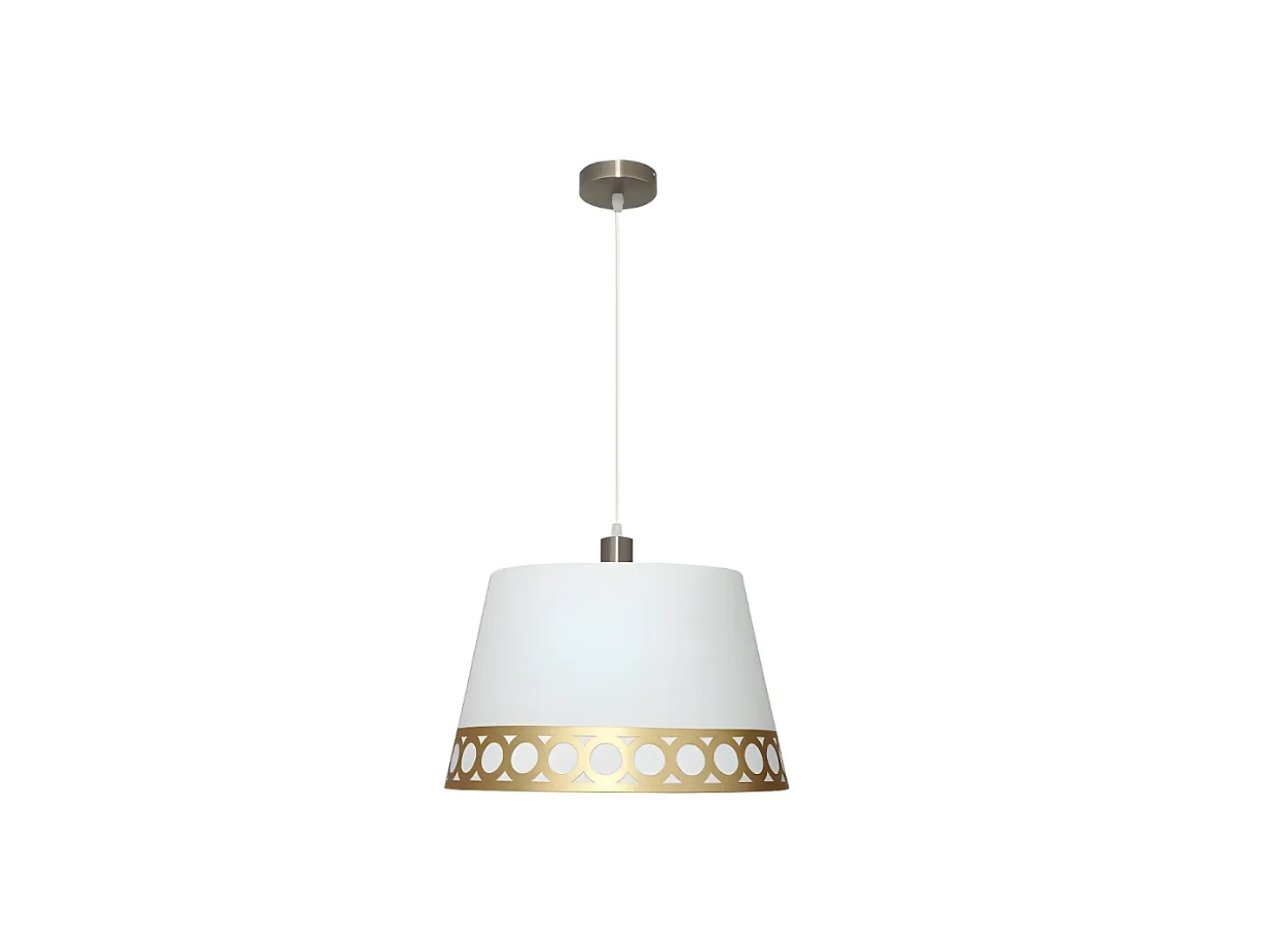 Lampara Colgante Modelo Dalia 1xe27 Blanco Con Detalle Oro De