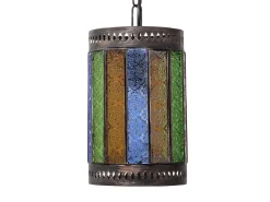Lampara Colgante Artesanal Casablanca 1xe27 Multicolor Regx18d De .