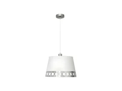 Lampara Colgante Dalia 1xe27 Acabado Blanco Con Cenefa Plata Fabrfilamp