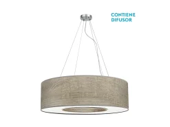 Lampara Colgante 4luces Modelo Haiti Cromo/madera Gris