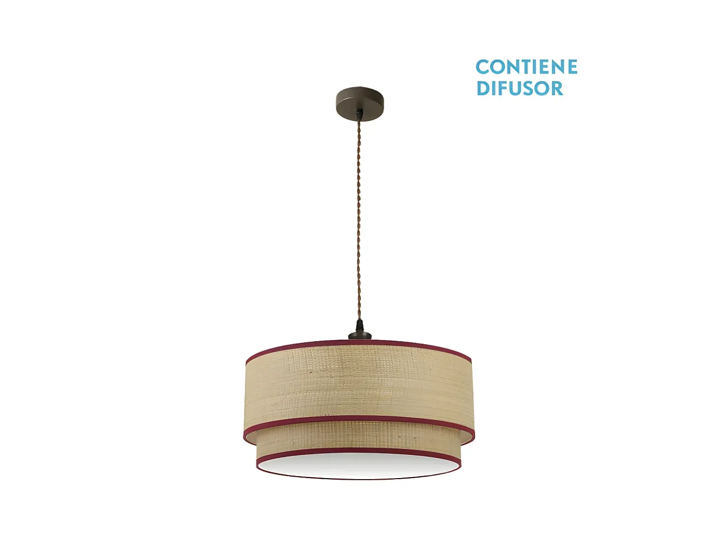 Lampara Colgante 3luces Regulable Modelo Roque Natural/rojo