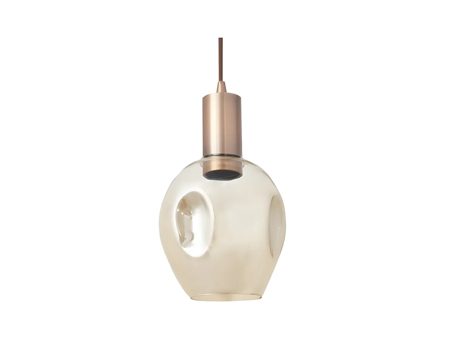 Lampara Colgante Meteoro 1xe27 Cuero / Ambar Regx14 3 Oquedades De .