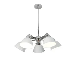 Lampara Con Tulipas Metalicas Modelo Buri 5 Luces Blanco/cromo