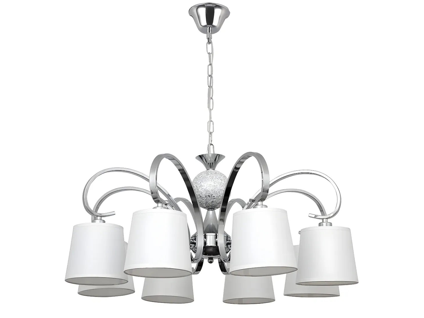 Lampara Concordia 8xe14 Cromo Pantalla Blanca 50-70x78d De