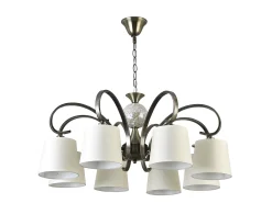 Lampara Concordia 8xe14 Cuero Pantalla Beis Regx75x75 De