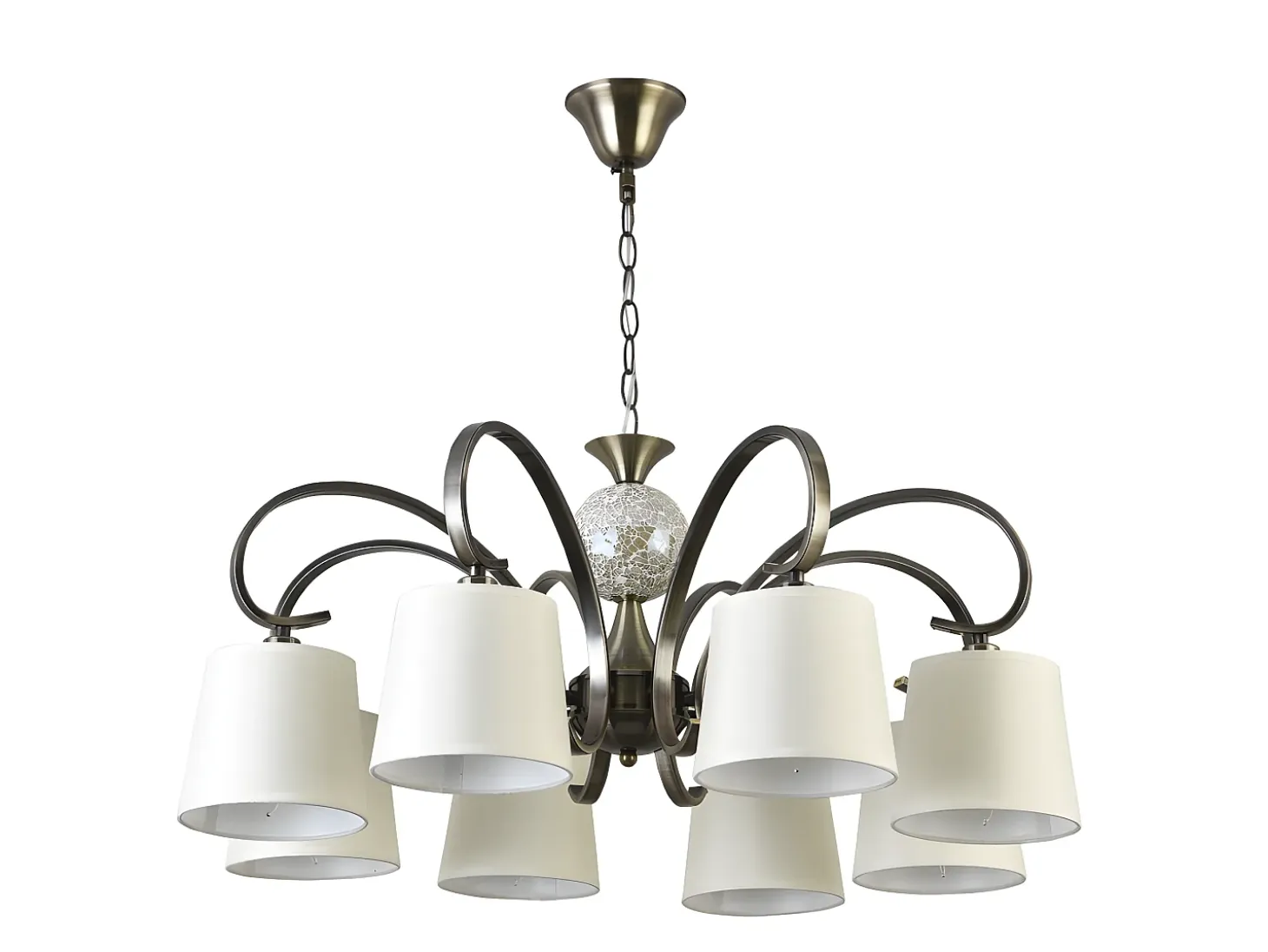 Lampara Concordia 8xe14 Cuero Pantalla Beis Regx75x75 De