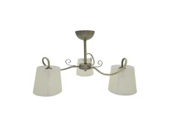 Lampara Cuzco De Tres Luces Con Pantalla Beige, Cuero Sat. 37x60x60 Cm